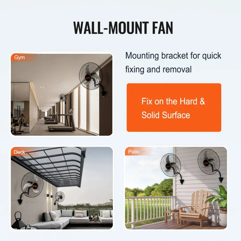 VEVOR Wall Mount Fan, 2 PCS 18 inch Oscillating, 3-speed High Velocity Max. 4000 CFM Industrial Wall Fan for Indoor, Commercial, Residential, Warehouse, Greenhouse, Workshop, Basement, Garage,Black