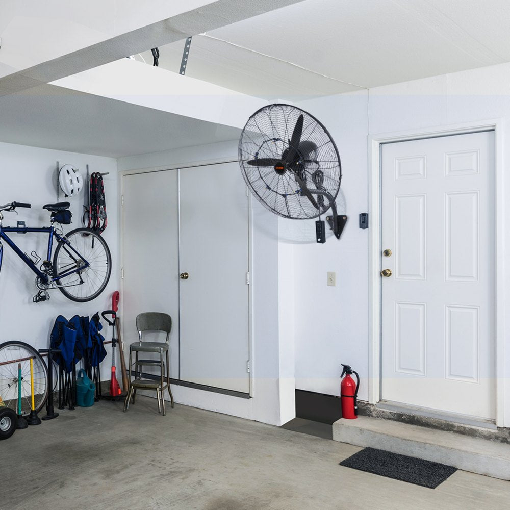 VEVOR Wall-Mount Misting Fan, 24 Inch, 3-speed High Velocity Max. 7000 CFM, Waterproof Oscillating Industrial Wall Fan, Commercial or Residential for Warehouse, Greenhouse, Workshop, Black, ETL Listed
