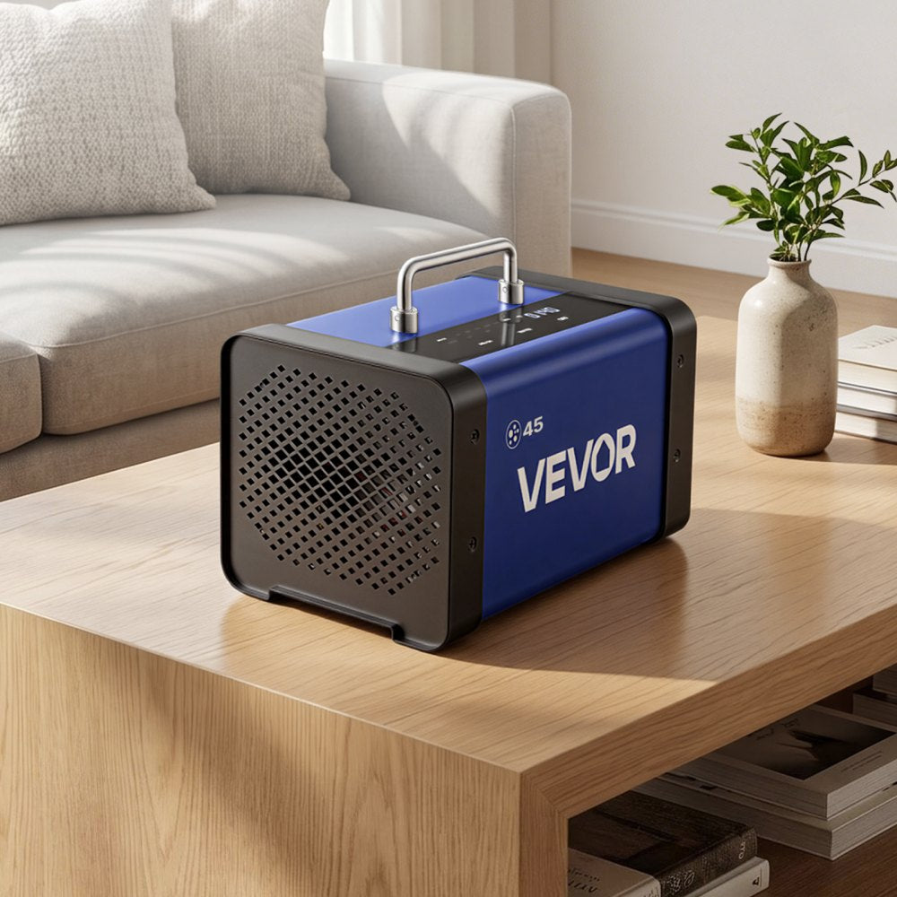 VEVOR Ozone Generator, 45000mg/h Commercial Ozone Machine, with 15s Delayed Start & Dual-Hose Water Mode & LCD Touchscreen, Industrial Deodorizer for Car, Smoke, Home Odors, Up to 3800 sq.ft