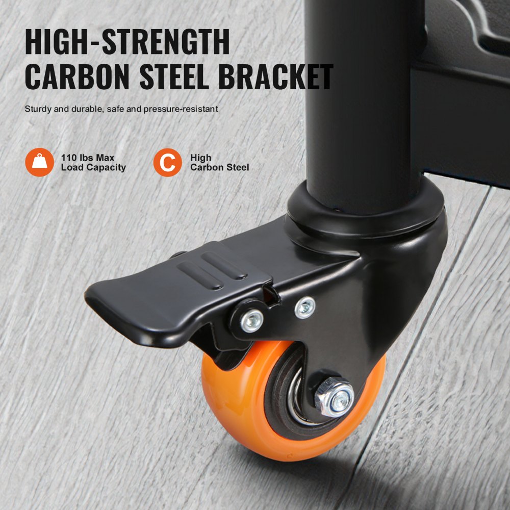 VEVOR Caster Wheels, 2 inch, Set of 4, 110 lbs Load Capacity, Threaded Stem Casters with Security Dual Locking Brake, Heavy Duty Industrial Casters, No Noise Swivel Caster Wheels for Cart, Furniture