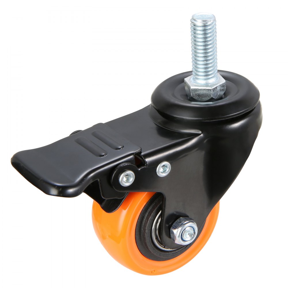VEVOR Caster Wheels, 2 inch, Set of 4, 110 lbs Load Capacity, Threaded Stem Casters with Security Dual Locking Brake, Heavy Duty Industrial Casters, No Noise Swivel Caster Wheels for Cart, Furniture