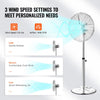 VEVOR Industrial Pedestal Fan, 16 Inch 75-Degree Oscillating Fan, Height Adjustable Standing Fans with 3 Adjustable Speeds, High Power Floor Fans for Office, Silver