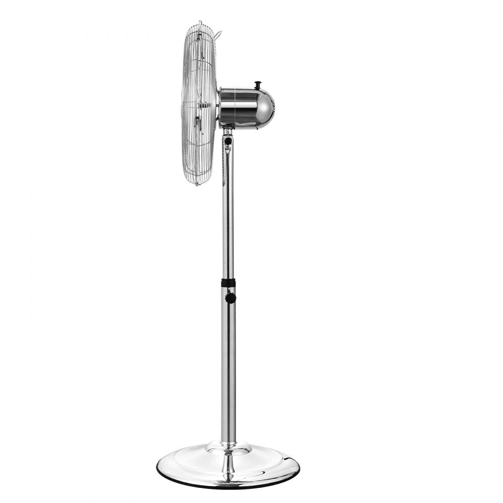 VEVOR Industrial Pedestal Fan, 16 Inch 75-Degree Oscillating Fan, Height Adjustable Standing Fans with 3 Adjustable Speeds, High Power Floor Fans for Office, Silver
