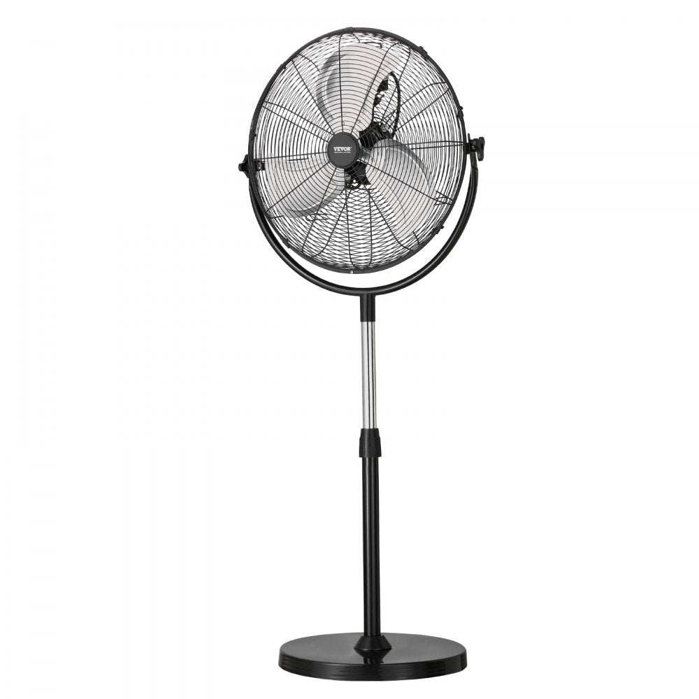 VEVOR Industrial Pedestal Fan, 18 Inch Standing Fan with 45.3 to 57.9 Inches Adjustable Height, Floor Fans with 3 Adjustable Speeds, High Power Fans for Warehouse,Garage,Commercial,Residential, Black