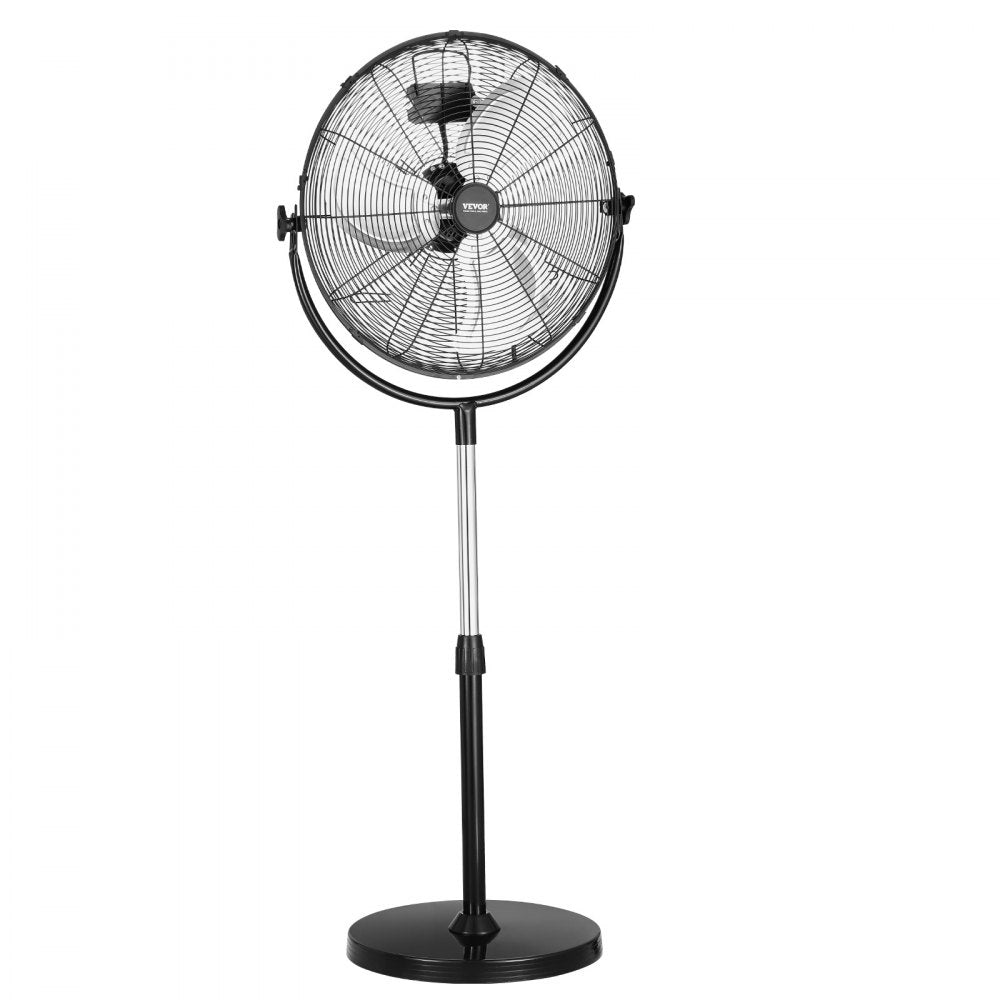 VEVOR Industrial Pedestal Fan, 18 Inch Standing Fan with 45.3 to 57.9 Inches Adjustable Height, Floor Fans with 3 Adjustable Speeds, High Power Fans for Warehouse,Garage,Commercial,Residential, Black
