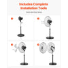 VEVOR Industrial Pedestal Fan, 18 Inch 90-Degree Oscillating Fan, Height Adjustable Standing Fans with 3 Adjustable Speeds, High Power Fans for Warehouse,Garage,Commercial,Residential, Black
