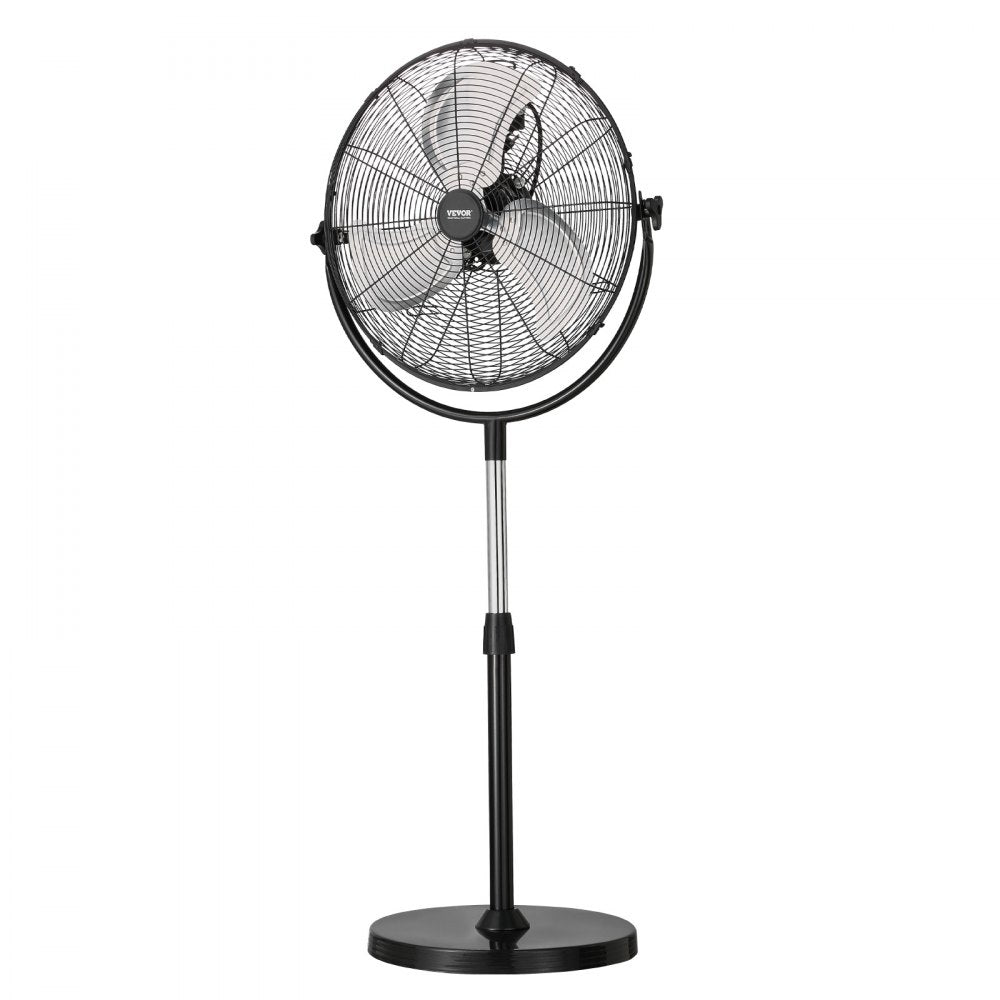 VEVOR Industrial Pedestal Fan, 20 Inch Standing Fan with 46.9 to 59.6 Inches Adjustable Height, Floor Fans with 3 Adjustable Speeds, High Power Fans for Warehouse,Garage,Commercial,Residential, Black