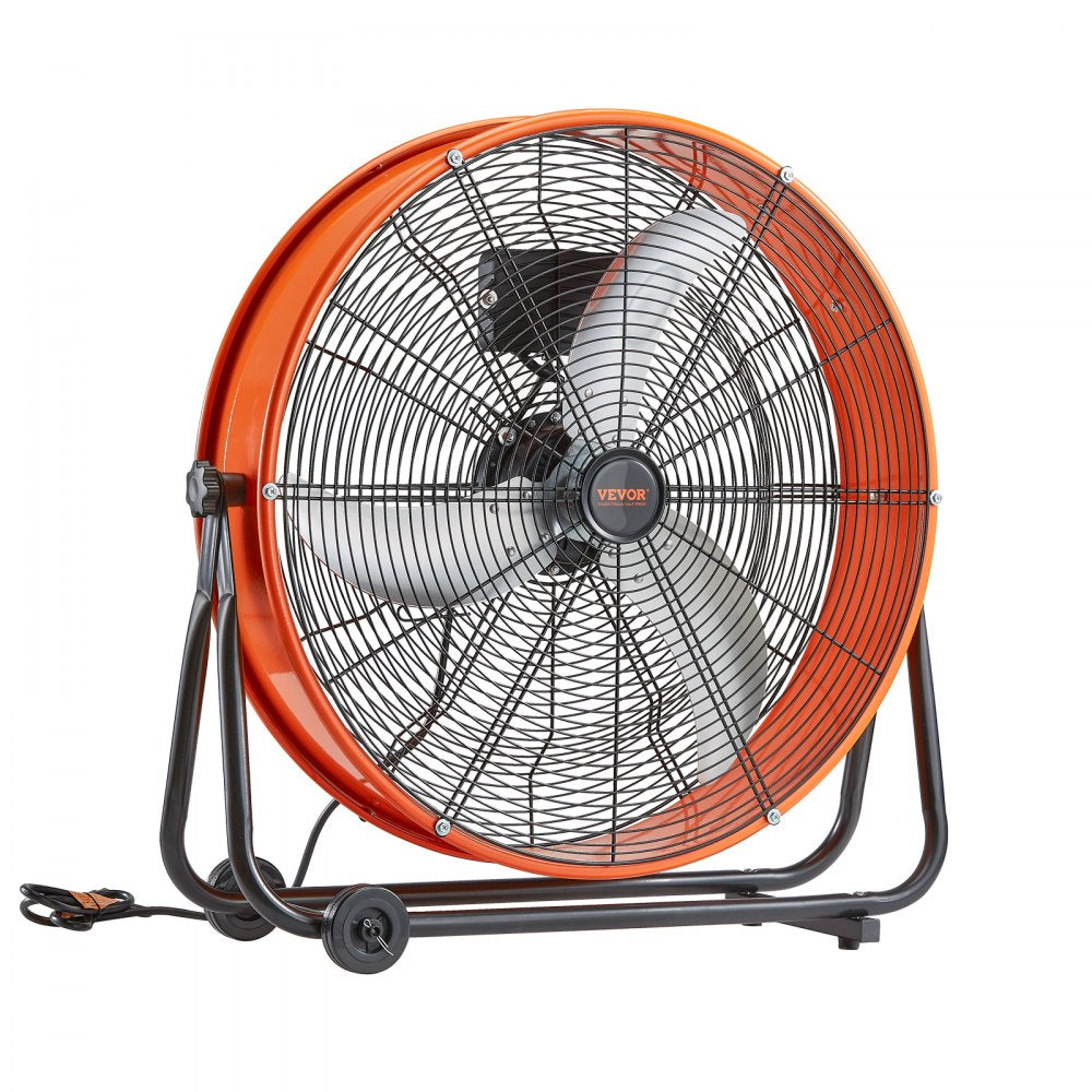 VEVOR Drum Fan, 24 Inch High Velocity Industrial Shop Fan, Heavy Duty Commercial Use 3-Speed 8600CFM, 360°Adjustable Tilting,0-2h Timer Industrial Floor Fan for Warehouse,Workshop,Factory, Basement