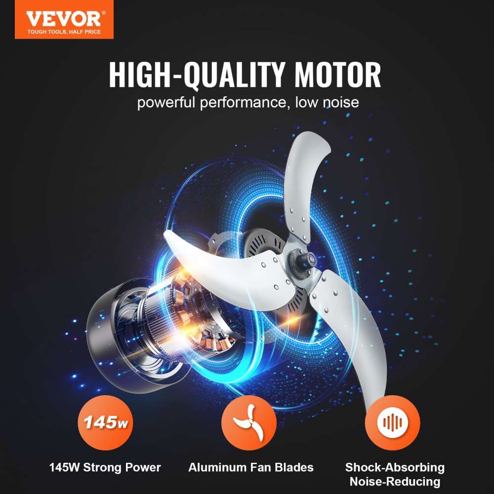VEVOR Drum Fan, 24 Inch High Velocity Industrial Shop Fan, Heavy Duty Commercial Use 3-Speed 8600CFM, 360°Adjustable Tilting Industrial Floor Fan for Warehouse,Workshop,Factory, Basement