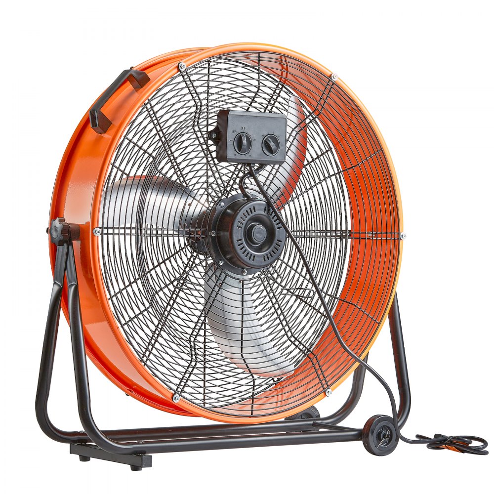 VEVOR Drum Fan, 24 Inch High Velocity Industrial Shop Fan, Heavy Duty Commercial Use Infinitely Variable Speed 7935CFM,360°Adjustable Tilting Industrial Floor Fan for Warehouse,Workshop,Factory