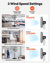 VEVOR 30-Inch High Velocity Pedestal Fan - 3 wind speed settings infographic