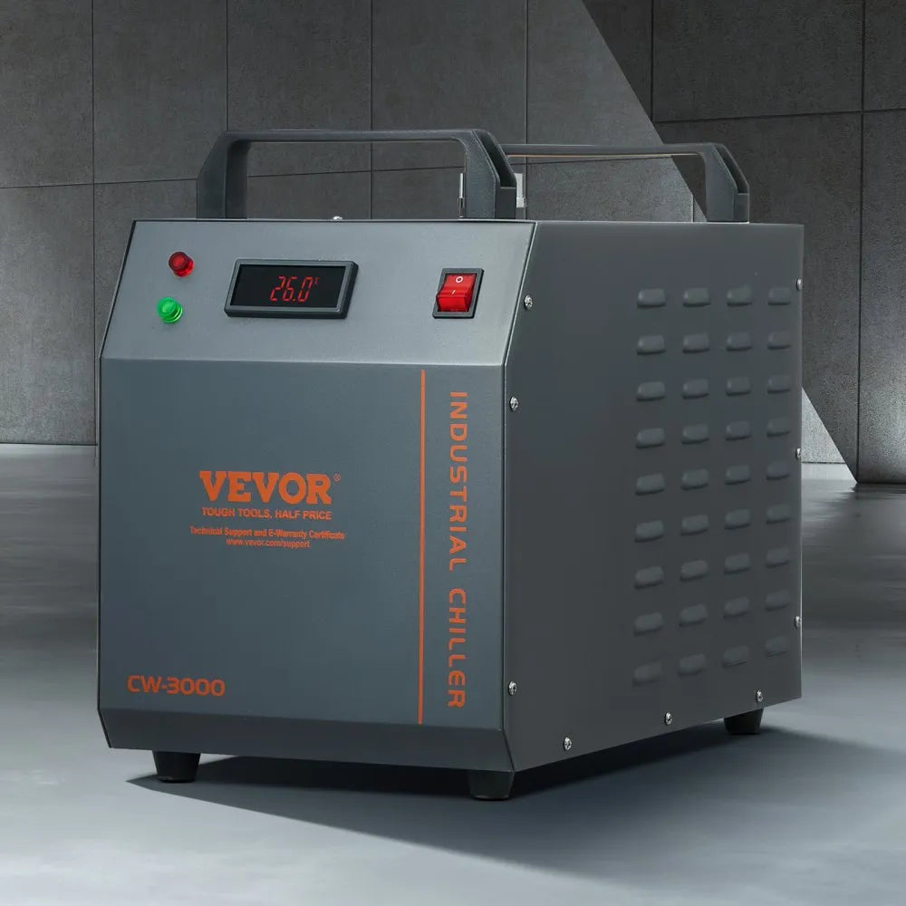 VEVOR Industrial Water Chiller, CW-3000, 80W Air-Cooled Industrial Water Cooler Cooling System with 12 L Water Tank Capacity 12 L/min Maximum Flow Rate, for Laser Engraving Machine Cooling Machine