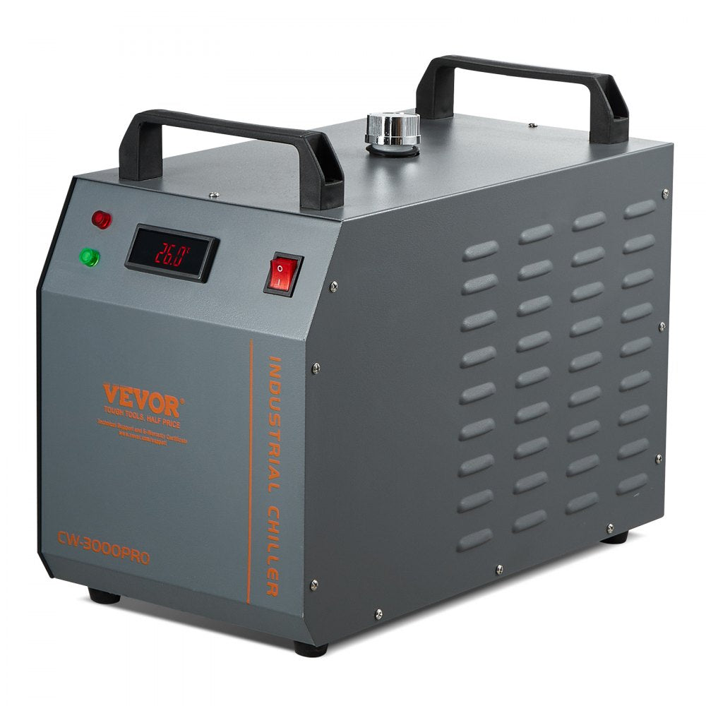 VEVOR Industrial Water Chiller, CW-3000(PRO), 150W Air-Cooled Industrial Water Cooler Cooling System with 12L Water Tank Capacity 18 L/min Max Flow Rate, for Laser Engraving Machine Cooling Machine