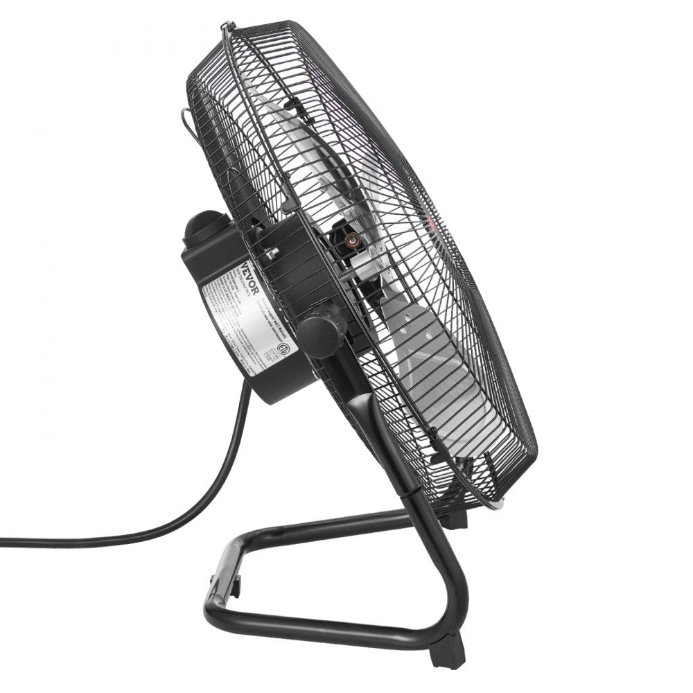 VEVOR Floor Fan, 3 Speeds High Velocity Heavy Duty 14 Inch Industrial Fan, 2560 CFM 360° Adjustable Tilt 19.69 ft/sec Airflow Large Metal Fan, for Home, Gym, Office, Garage, Commercial Shop & Bedroom
