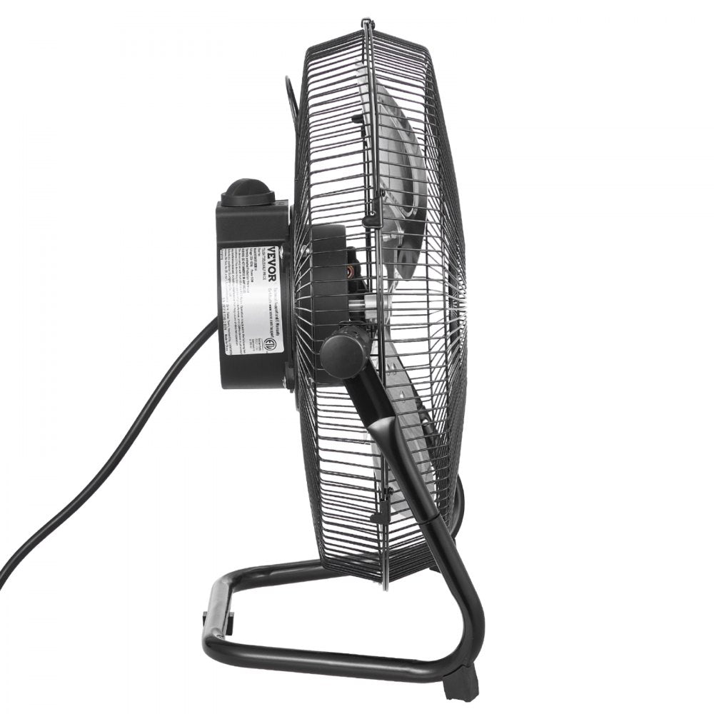 VEVOR Floor Fan, 3 Speeds High Velocity Heavy Duty 14 Inch Industrial Fan, 2560 CFM 360° Adjustable Tilt 19.69 ft/sec Airflow Large Metal Fan, for Home, Gym, Office, Garage, Commercial Shop & Bedroom