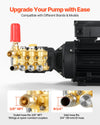 VEVOR Electric Pressure Washer Pump Kit connection sizes (3/8 in NPT outlet, 3/4 in inlet)