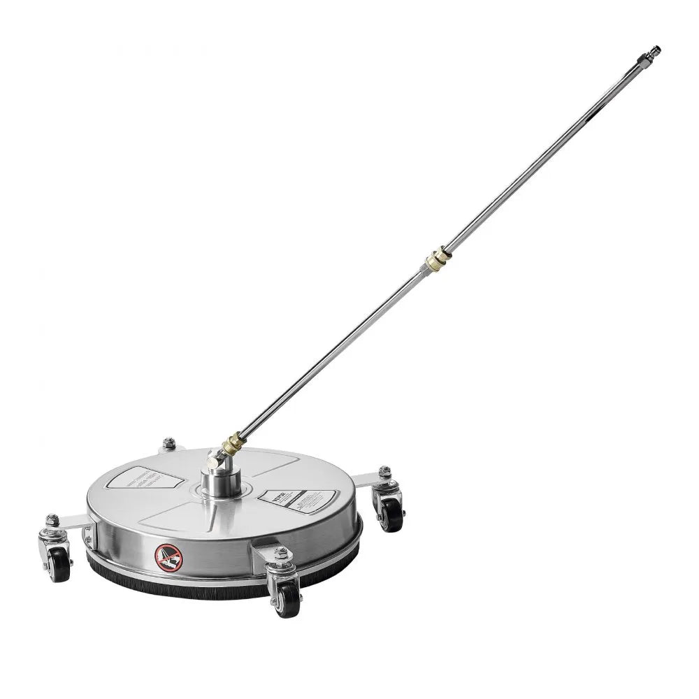 VEVOR 15" Pressure Washer Surface Cleaner, Stainless Steel Pressure Washer Attachments with 4 Wheels, 4000 Max PSI, 1/4 Quick Connector, 2 Spray Nozzles, 2 Extended Wands for Concrete, Patio, Deck