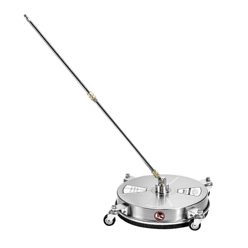 VEVOR 15" Pressure Washer Surface Cleaner, Stainless Steel Pressure Washer Attachments with 4 Wheels, 4000 Max PSI, 1/4 Quick Connector, 2 Spray Nozzles, 2 Extended Wands for Concrete, Patio, Deck