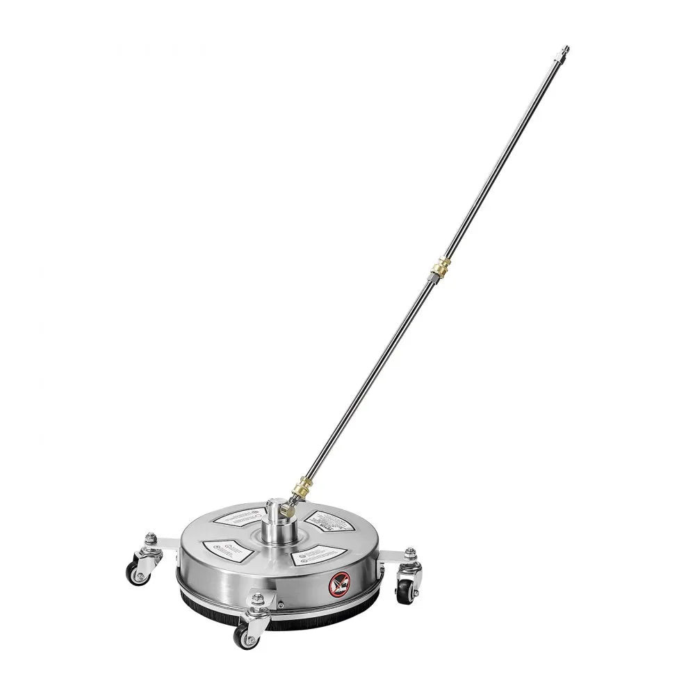 VEVOR 14" Pressure Washer Surface Cleaner, Stainless Steel Pressure Washer Attachments with 4 Wheels, 4000 Max PSI, 1/4 Quick Connector, 2 Spray Nozzles, 2 Extended Wands for Concrete, Patio, Deck