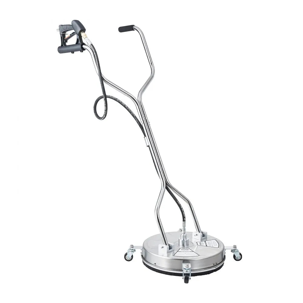 VEVOR 18" Pressure Washer Surface Cleaner, Stainless Steel Pressure Washer Attachments with 4 Wheels, 4000 Max PSI, 3/8 Quick Connector, 2 Spray Nozzles, Dual Handle, for Concrete, Patio, Sidewalk