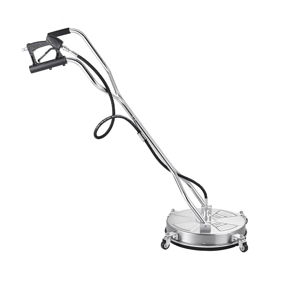 VEVOR 18" Pressure Washer Surface Cleaner, Stainless Steel Pressure Washer Attachments with 4 Wheels, 4000 Max PSI, 3/8 Quick Connector, 2 Spray Nozzles, Dual Handle, for Concrete, Patio, Sidewalk