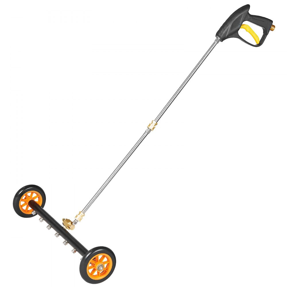 VEVOR 24" Pressure Washer Undercarriage Cleaner, Stainless Steel Surface Cleaner for Pressure Washer, 4000 Max PSI, Angle Adjustment Gear, 7 Spray Nozzles, 2 Extended Wands for Driveway, Patio, Deck