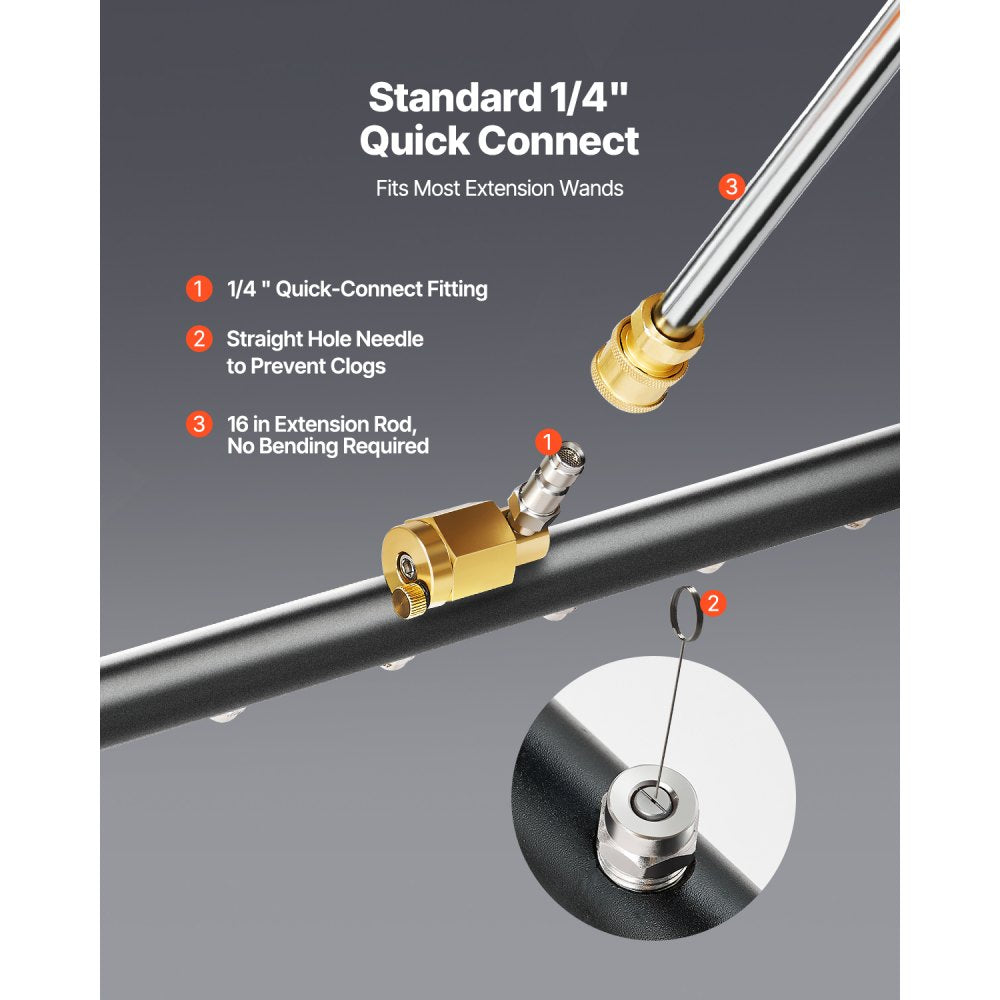 VEVOR 16" Pressure Washer Undercarriage Cleaner, Stainless Steel Surface Cleaner for Pressure Washer, 4000 Max PSI, Angle Adjustment Gear, 4 Spray Nozzles, 2 Extended Wands for Driveway, Patio, Deck