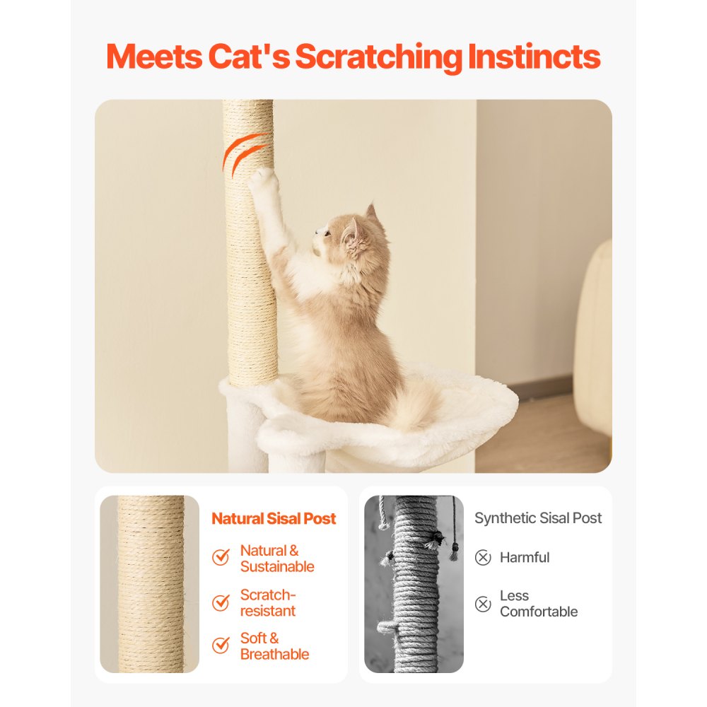 VEVOR Large Cat Tree, 68.9 inches Tall, Cat Tower, Multi-level Cat Condo Furniture Activity Center with Cozy Perches, Sisal Scratching Posts, Hammock, Big Kittens House for Indoor Cats Play & Rest