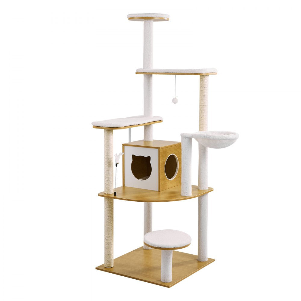 VEVOR Large Cat Tree, 68.9 inches Tall, Cat Tower, Multi-level Cat Condo Furniture Activity Center with Cozy Perches, Sisal Scratching Posts, Hammock, Big Kittens House for Indoor Cats Play & Rest