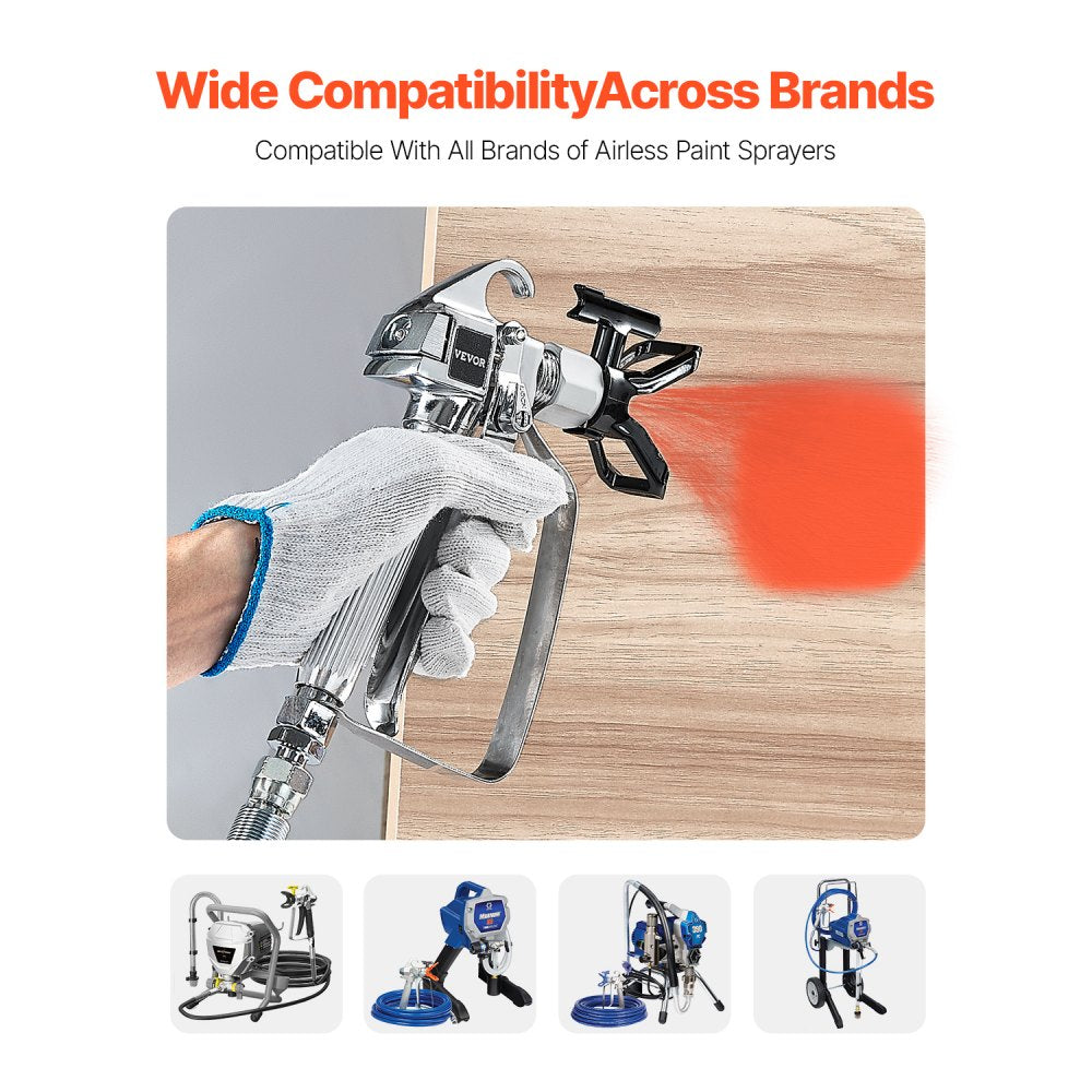 VEVOR Airless Paint Spray Gun, 3600PSI High Pressure Airless Paint Sprayer Gun with 517 Tip, Swivel Joint Airless Spray Gun Kit with Filters, Cleaning Needle and Brush, for Airless Spraying Machine