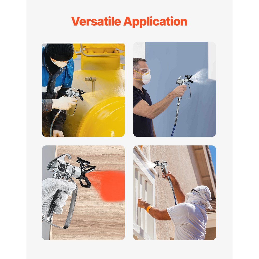 VEVOR Airless Paint Spray Gun, 3600PSI High Pressure Airless Paint Sprayer Gun with 517 Tip, Swivel Joint Airless Spray Gun Kit with Filters, Cleaning Needle and Brush, for Airless Spraying Machine