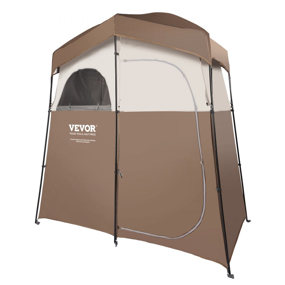 VEVOR Camping Shower Tent, 83" x 42" x 83" 2 Rooms Oversize Outdoor Portable Shelter, Privacy Tent with Detachable Top, Pockets, Hanging Rope and Clothesline, for Dressing, Changing, Toilet, Bathroom