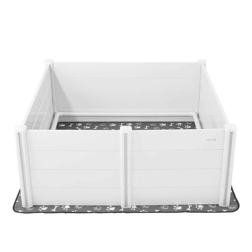 VEVOR Dogs Whelping Box, 60 x 60 x 24 inch, Plastic PVC Puppies Playpen with Height Adjustable Door and Washable Pee Pad, Anti-Deformation Indoor Puppy Play Pen for Extra Large Breed Dogs, Milk White