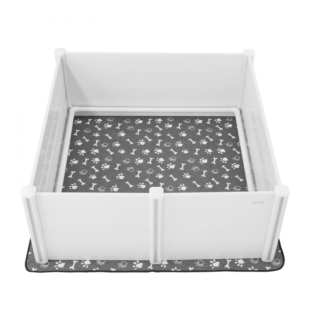 VEVOR Dogs Whelping Box, 60 x 60 x 24 inch, Plastic PVC Puppies Playpen with Height Adjustable Door and Washable Pee Pad, Anti-Deformation Indoor Puppy Play Pen for Extra Large Breed Dogs, Milk White