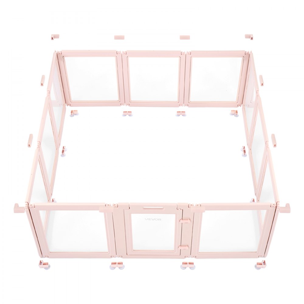 VEVOR Dog Whelping Box, 60x59x23 in Transparent Plastic Dog Whelping Pen for X-Large Sized Dogs, Waterproof Puppy Playpen with Windows & Door Lock, Easy to Clean, Durable Indoor Pet Dogs Cats Birth Kit