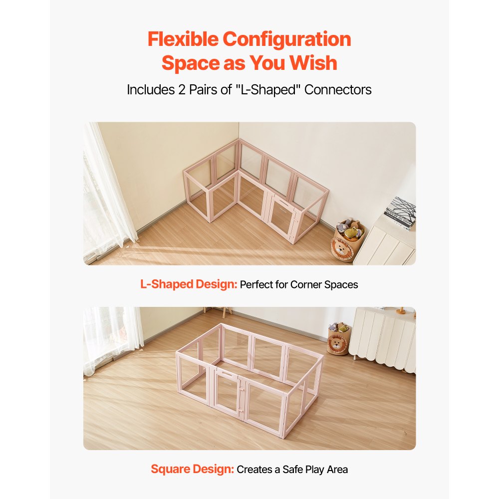 VEVOR Dog Whelping Box, 60x39x23 in Plastic Dog Whelping Pen for Medium Sized Dogs, Waterproof Transparent Puppy Playpen with Windows & Door Lock, Easy to Clean, Durable Indoor Pet Dogs Cats Birth Kit