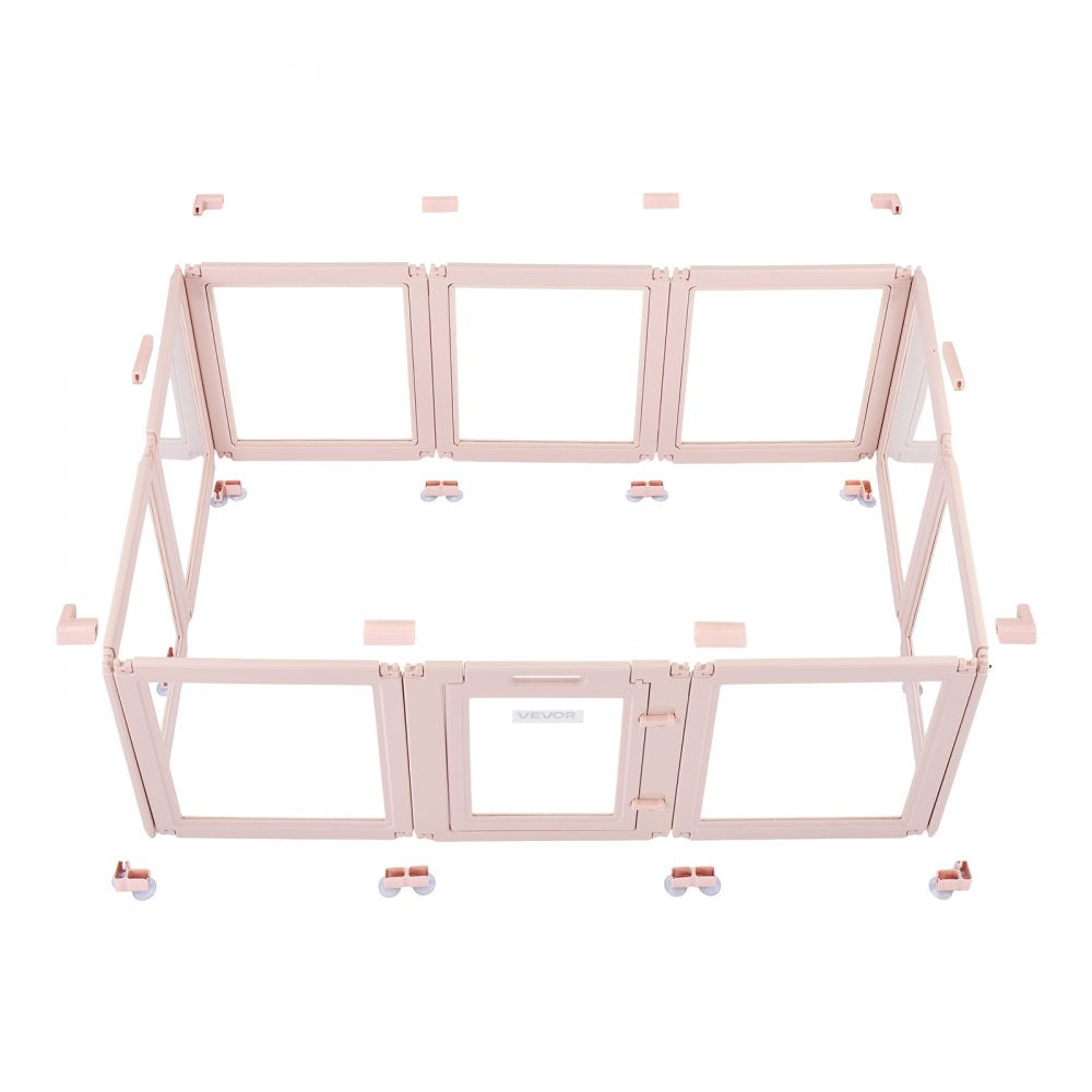 VEVOR Dog Whelping Box, 60x39x23 in Plastic Dog Whelping Pen for Medium Sized Dogs, Waterproof Transparent Puppy Playpen with Windows & Door Lock, Easy to Clean, Durable Indoor Pet Dogs Cats Birth Kit