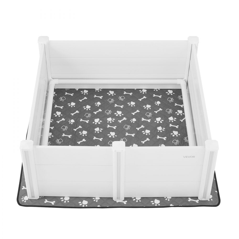 VEVOR Dogs Whelping Box, 48 x 48 x 18.1 inch, Plastic PVC Puppies Playpen with Height Adjustable Door and Washable Pee Pad, Anti-Deformation Indoor Puppy Play Pen for Large Breed Dogs, Milk White