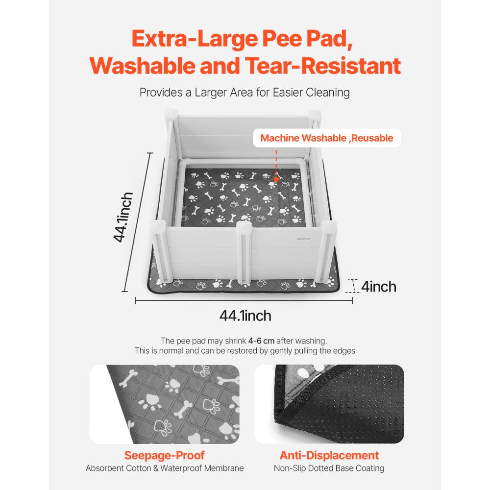 VEVOR Dogs Whelping Box, 38.6 x 38.6 x 18.1 inch, Plastic PVC Puppies Playpen with Height Adjustable Door and Washable Pee Pad, Anti-Deformation Indoor Puppy Play Pen for Medium Breed Dogs, Milk White