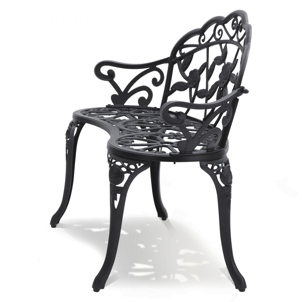 VEVOR Outdoor Bench, 38.8 inches Metal Garden Bench for Outdoors,480 lbs Load Capacity Bench, Outdoor Garden Park Bench with Backrest and Armrests, Patio Bench for Garden, Park, Yard, Front Porch