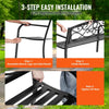 VEVOR Outdoor Bench, 50 inches Metal Garden Bench for Outdoors, 550 lbs Load Capacity Bench, Outdoor Garden Park Bench with Backrest and Armrests, Patio Bench for Garden, Park, Yard, Front Porch