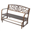 VEVOR Outdoor Bench, 50 inch, Carbon Steel Metal Frame with Cast Iron Backrest and Round Edge Armrests, Weatherproof Outside Glider Bench for Patio, Garden, Park, Yard, Front Porch, Antique Bronze