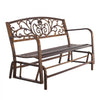 VEVOR Outdoor Bench, 50 inch, Carbon Steel Metal Frame with Cast Iron Backrest and Round Edge Armrests, Weatherproof Outside Glider Bench for Patio, Garden, Park, Yard, Front Porch, Antique Bronze