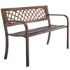VEVOR Outdoor Bench, 46 inch, Carbon Steel Metal Frame with PVC Mesh Pattern Backrest and Round Edge Armrests, Weatherproof Outside Bench for Patio, Garden, Park, Yard, Front Porch, Antique Bronze