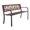 VEVOR Outdoor Bench, 50 inch, Carbon Steel Metal Frame with PVC Floral Pattern Backrest and Round Edge Armrests, Weatherproof Outside Bench for Patio, Garden, Park, Yard, Front Porch, Antique Bronze