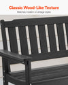 VEVOR Outdoor Bench, 50.5 inch, 800 lbs Weight Capacity for 2-3 Persons, Weatherproof Plastic Frame with Backrest and Wide Armrests, Outside Bench for Patio, Garden, Park, Yard, Front Porch, Black