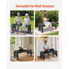 VEVOR Outdoor Bench, 44.5 inch, 600 lbs Weight Capacity, Weatherproof Plastic Frame with Adjustable Level Footpads and Thick Leg, Outside Bench for Patio, Garden, Park, Yard, Front Porch, Black