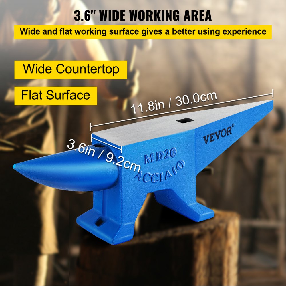 VEVOR Single Horn Anvil 44Lbs Steel Anvil Blacksmith for Sale Forge Tools and Equipment Anvil Rugged Round and Square Hole Horn Anvil Blacksmith Jewelers Metalsmith Blacksmith Tool