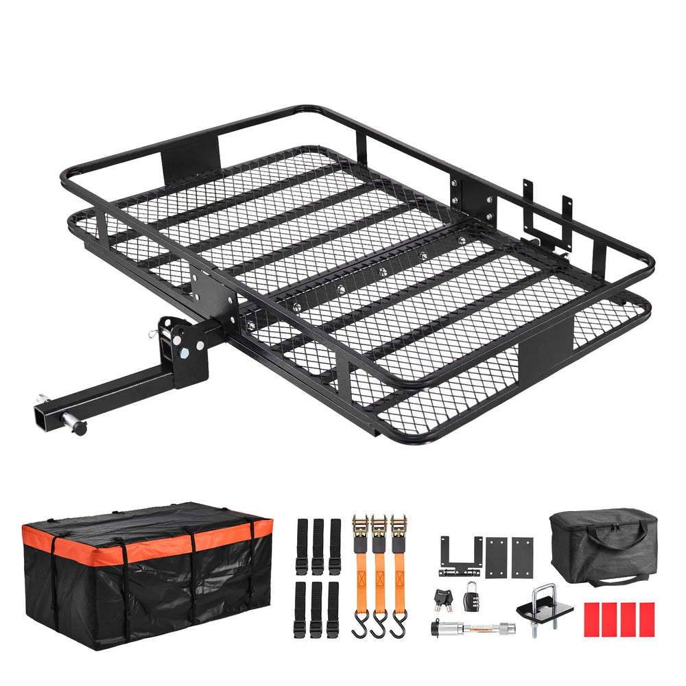 VEVOR Hitch Mount Cargo Carrier, 60" x 36" x 6" Folding Rear Luggage Rack Basket with Waterproof Cargo Bag, 500LBS Capacity High-Strength Steel Hitch Cargo Carrier Fits 2" Receiver for SUV Pickups