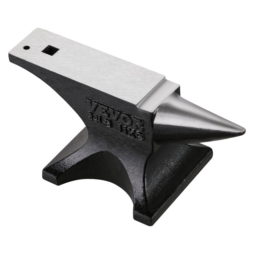 VEVOR Single Horn Anvil, 25lbs Cast Steel Anvil, High Hardness Rugged Round Horn Anvil for Blacksmiths, with Stable Base, Metal Working Tool for Metal Bending, Shaping, Twisting, Craft Projects